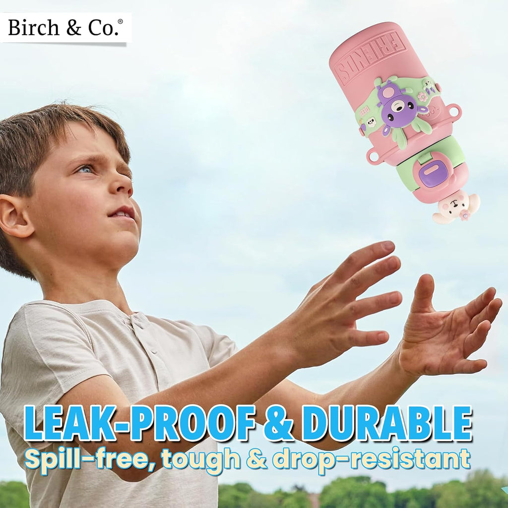 TEDDY Water Bottle - Waterbottle for Girls and Boys, Stainless Steel, Spill-Proof, BPA-Free, Pink