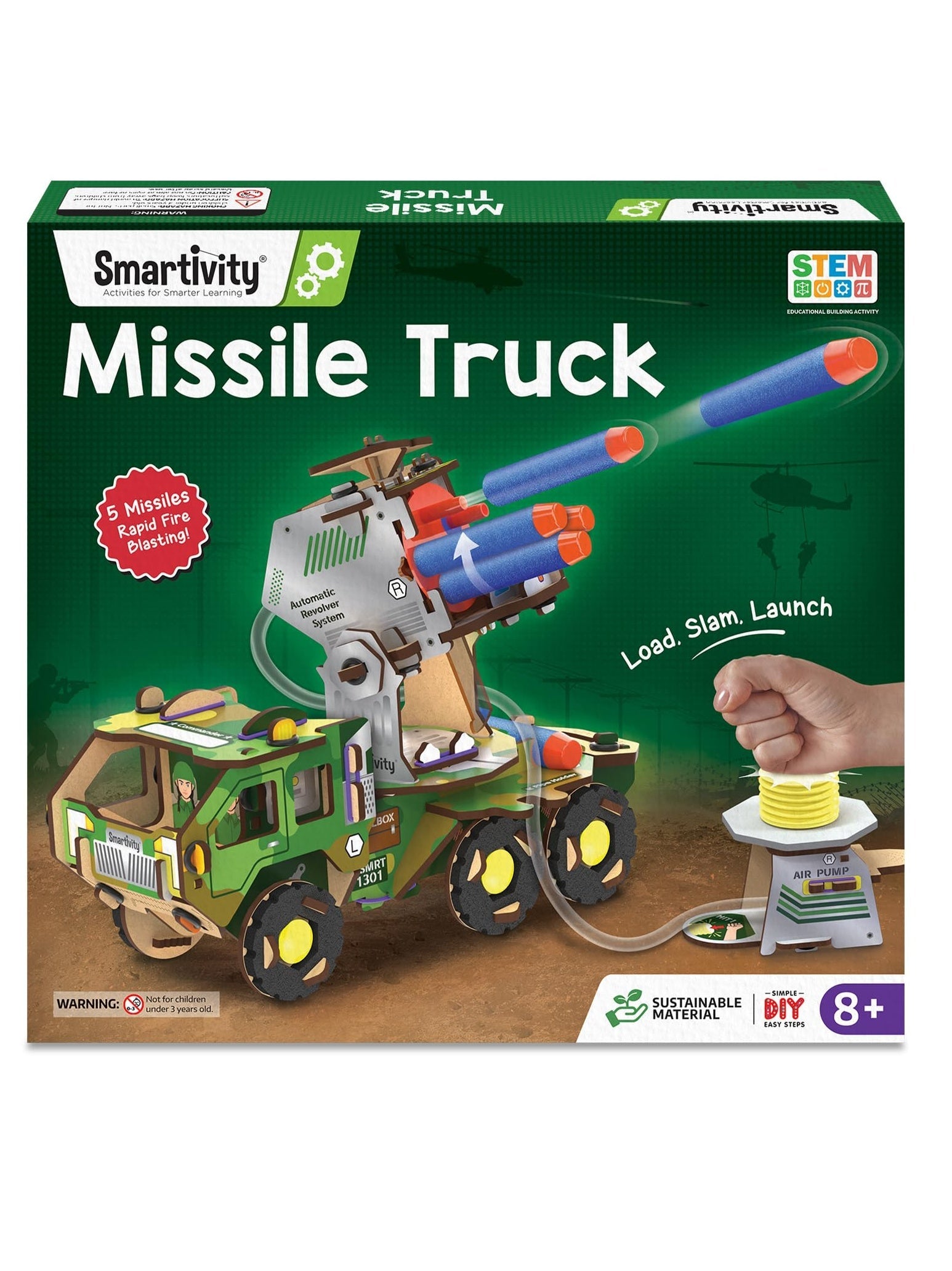 DIY Military Vehicle STEM Building Set for Kids 8-14 Years, Army Truck with Air Powered , Birthday Gift for Kids ,53 Pcs