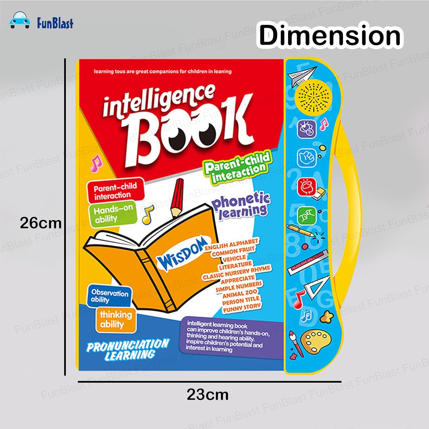 Interactive Children Book -Musical English Educational Phonetic Learning Book for 3 + Year Kids, Boys, Toddlers (Multicolor) (Battery  Included)