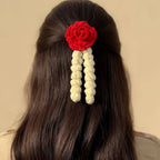 CROCHET ROSE GAJRA HAIR CLIP
