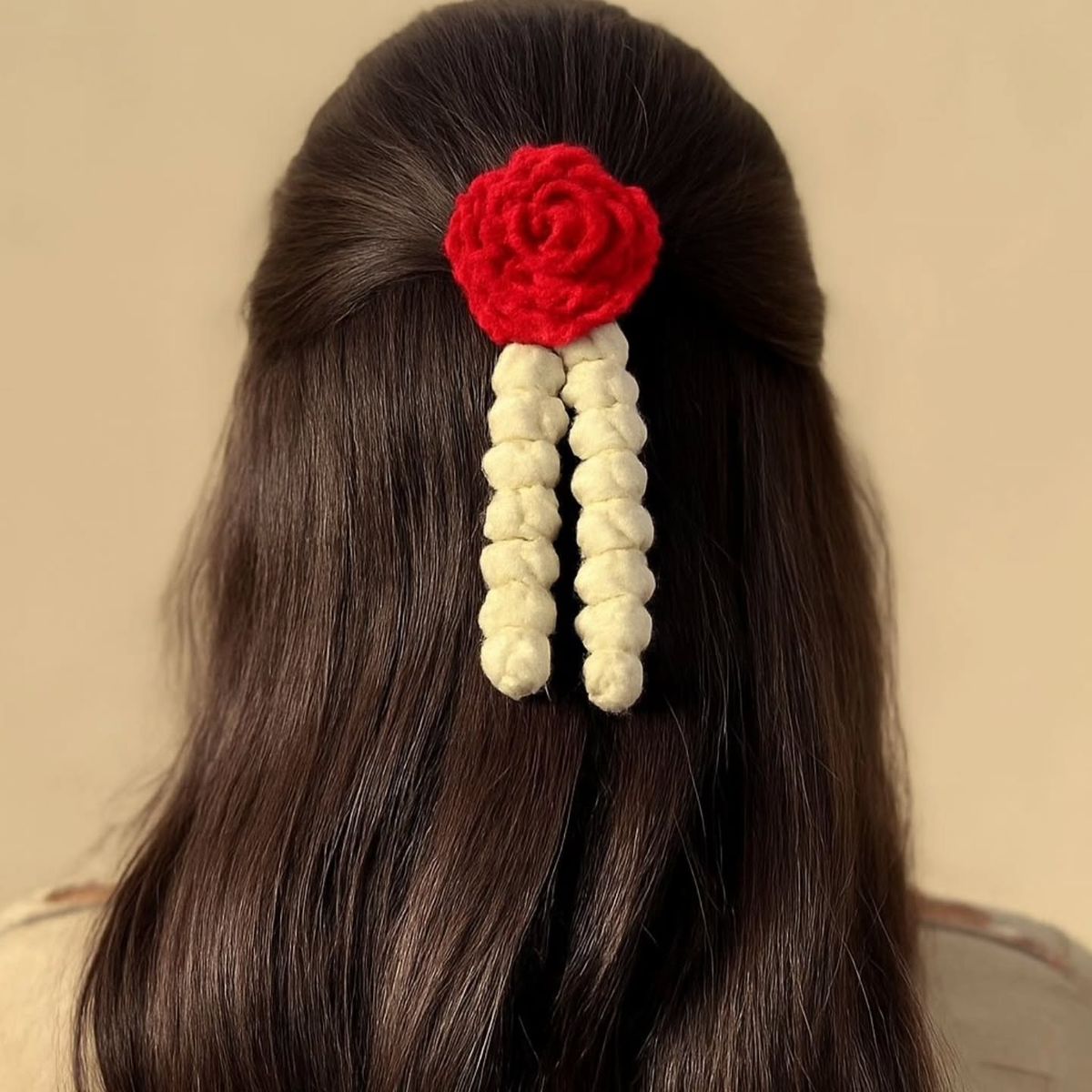 CROCHET ROSE GAJRA HAIR CLIP
