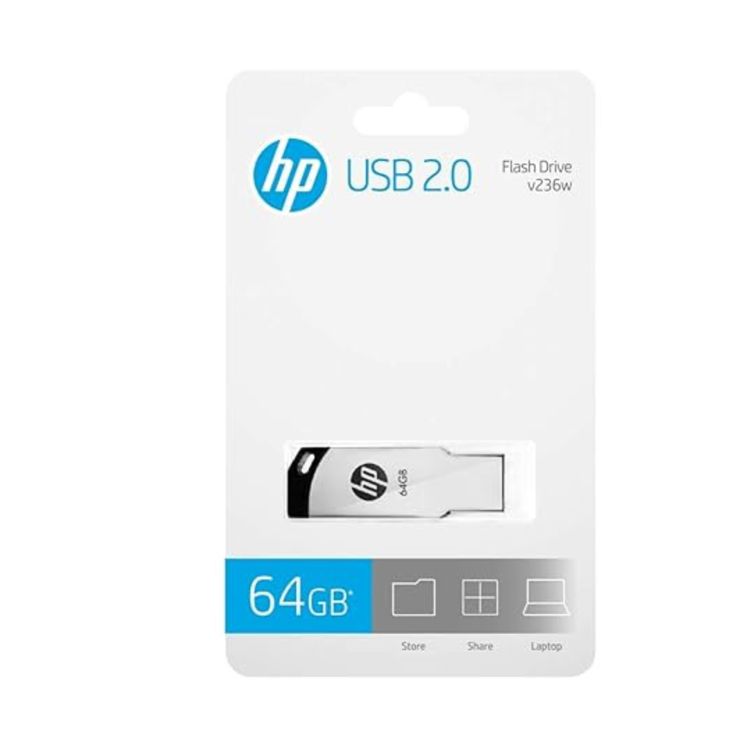 HP v236w USB 2.0 64GB Pen Drive, Metal