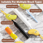 Banana Shape Toothbrush Holder with Silicone Toothpaste Holder for Kids | BPA-Free, Dustproof & Travel-Friendly Toothbrush Caps | Cute Bathroom Organizer for Toddlers & Children 1pc