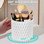 5 Slot Makeup Brush Organizer - 360° Rotating Cosmetic Brushes Storage Case Holder for Women, Girls (White)