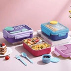 Lunch Box & Sauce Bowl With 2 spoons 3 Containers Lunch Box 3 Containers Stainless Steel School Lunch Box (750 ml)