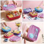 Lunch Box & Sauce Bowl With 2 spoons 3 Containers Lunch Box 3 Containers Stainless Steel School Lunch Box (750 ml)
