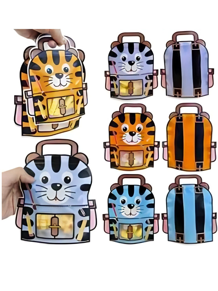 Pack of 10 Cute cartoon print transparent zipper bags