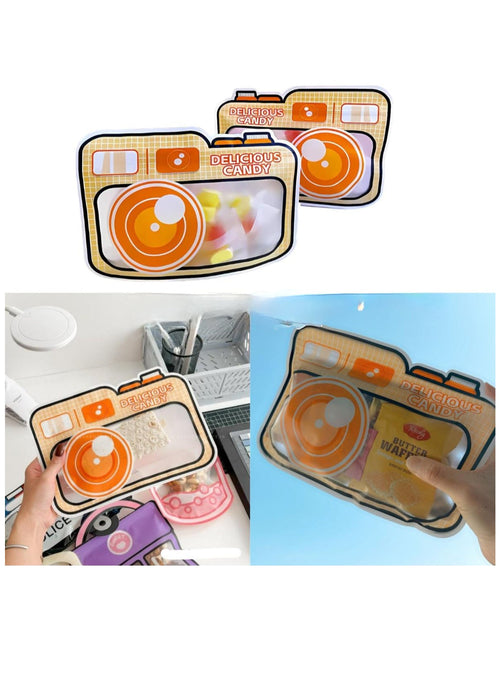 3D Camera Printed Zip Lock Bag-Bulk Reusable Birthday Goodie Bags for Birthdays, Return Gift, Christmas