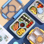 3 Compartment Thermal Insulation Stainless Steel Lunch Box for Kids, Tiffin Box, with Spoon and Fork Lid Leak Proof, Lunch Box for Office