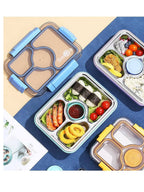 3 Compartment Thermal Insulation Stainless Steel Lunch Box for Kids, Tiffin Box, with Spoon and Fork Lid Leak Proof, Lunch Box for Office