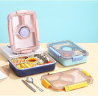 3 Compartment Thermal Insulation Stainless Steel Lunch Box for Kids, Tiffin Box, with Spoon and Fork Lid Leak Proof, Lunch Box for Office