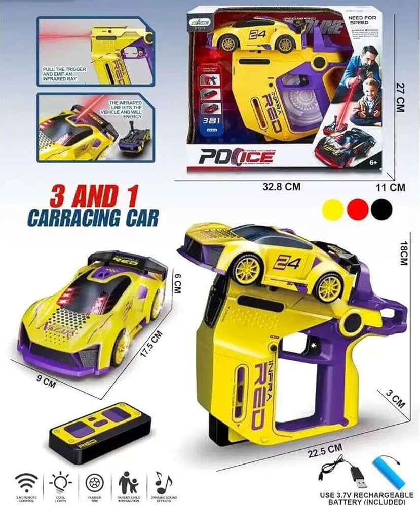 3 in 1 Battle RC Car Toy with Dual Remotes | Shoot & Knock-Down Action Game | Time-Bound Dodge & Shoot Knock-Down Game | Interactive Racing & Target Toy for Kids